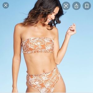 D/DD Ruffle high leg high waisted bandeau bikini set